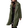 ThiCc Sherpa giacche da donna oversize - Cardigan lungo in pile felpato con risvolto aperto sul davanti, caldo cappotto invernale in pelliccia sintetica - Cappotto in peluche double face, Verde militare, XL