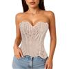 LEACOOLKEY Corpetto Corsetto in Pizzo Floreale Trasparente con Lacci per Donna Top Halloween