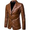 TANGLI Uomo Blazer Monopetto Slim Fit Giacca 2 Pulsanti Matrimonio Tuxedo Tuta in Pelle PU Cappotti Blazer Aderente Sport Business Casual Giacca in Pelle Bottoni più Cotone Pelle Cappotto Capispalla
