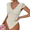 Haibang Body in Pizzo da Donna Sexy Scollo a V Bodysuit Top Floreale Aderente Camicetta a Maniche Corte Body Sottogiacca Elegante Cami Camicie Maglietta Blusa Clubwear