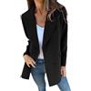 IQYU Blazer da donna elegante lungo: cappotto di lana da donna invernale lungo nero cappotto corto tinta unita giacca di lana autunnale giacca da mezza stagione calda da donna giacche trench coat invernale