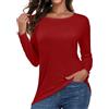 Gosunny Maglia a maniche lunghe da donna, con scollo rotondo, tinta unita, casual, a maniche lunghe, Colore: rosso, S