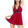 Generico Tankini Lungo Donna Mare Curvy Modellante Costume Tankini E Slip Scollo a V Brasiliana Controllo Pancia Costumi Piscina Due Pezzi Contenitivo Taglie Forti Sexy Beachwear Vestito da Spiaggia