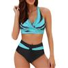 Generico Costume Donna Due Pezzi Costumi da Bagno Bikini No Segno Abbronzatura Abbronzante Mare Push Up Brasiliana Curvy Taglie Forti Vita Alta per Seno Grande Imbottito 2 Vestito S