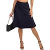 EXCHIC Donne Elegante A-Linea Vita Alta Midi Gonna Flared Affari Ufficio Lunga Elastica Gonne(XL, Blu Navy)