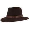 Hut Breiter Breiter Cappello da Trekking Feltro 100% Lana, Pieghevole e Impermeabile, Fedora Finiture in Pelle, da Uomo e Donna, Marrone - Ripskombi, 57