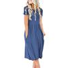 AUSELILY Abito Donna Estivo Vestito Casual Manica Corta Abiti Stile Impero al Ginocchio con Tasche a Pieghe
