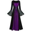 MJGkhiy Vestito Punk Abito Donna Ragazza Nero Gotico Abito Irlandese di Halloween Costume da Strega Vintage Medievale Abbigliamento Rinascimentale Medievale Vestiti da Sera