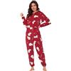 BERDITH Pigiama Natale Donna Invernale Tuta da Casa Pile per Feste Natalizie Idea Regalo Natale per Donna Moglie Sorella Mamma Figlia Ragazza,Red XL
