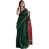 Jaanvi fashion Gonna da donna in cotone-seta con lavoro Zari e parte superiore non orlata, verde scuro, Taglia unica