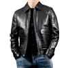 Generic Giacca da uomo in vera pelle coccodrillo goffrata, nero, X-Large