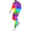 Duohropke LGBT - Tuta da uomo Gay Pride, con stampa arcobaleno, 2 pezzi, tuta sportiva a maniche lunghe, senza cappuccio, pantaloni Hip Hop Streetwear