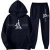 Generisch Tuta da uomo con motivo Parigi - Set di due pezzi di felpa con cappuccio e pantaloni da jogging | Tuta casual con grafica Torre Eiffel, Stil_q02 Nero, S
