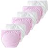 SEAUR Biancheria intima per neonata, set di 6 mutandine in cotone, per allenamento, bambino, per bambini, comode, tinta unita, bianco/rosa, 6-12 mesi