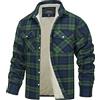 TACVASEN Uomo Giacca Termica in Pile Camicia di Flanella Casual da Boscaiolo (XXL, Verde)