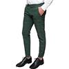 Evoga Pantaloni Uomo Capri Tessuto Quadri Eleganti Casual Principe di Galles (50, Verde)