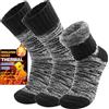 Welwoos Calzini termiche invernali per donna uomo,calze termiche spugna lavoro caldo extra spesse per sci esterno 3 paia natale regalo donna uomo (Nero, M)