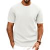 PJ PAUL JONES Maglietta da uomo a maglia, a maniche corte, vestibilità normale, testurizzata, con scollo rotondo, per il tempo libero, il golf, bianco, L
