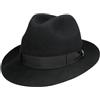 Borsalino Cappello Bogart Marengo Donna/Uomo - Made in Italy Lana di Feltro Pelo con Nastro Grosgrain Estate/Inverno - 61 cm Nero