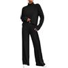 Generico Tuta Maglia Donna Elegante Set Maglione E Pantaloni Gamba Larga Completi 2 Pezzi Casual Invernale Tuta Da Casa Comode Curvy Tute Due Pezzi Loungewear Complete Lavoro Moda Tute Oversize Anziana