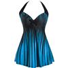 Sixyotie Costume da Bagno Tankini da Donna con Gonna Costumi da Bagno Un PezzoTaglie Forti Swim Dress (Lakeblue, 4XL)
