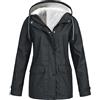 Generic Teddy Cappotto Donna Cappotto per giacca antivento impermeabile con cappuccio taglie forti da donna Giubbotto Corto Donna Invernale Piumino Da Donna (Dark Gray, XXXXL)