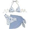 MUNSKT Bikini Donna Mare, Top Bikini, Slip A Triangolo E Copricostume, Set Bikini 3 Pezzi per Spiaggia, Piscina E Vacanze