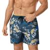 AMZSPORT Costumi da Bagno Uomo Costume Mare Impermeabili Pantaloncini Piscina Beach con Fodera in Mesh e Tasche, Palma Verde Scuro L