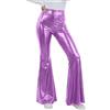 Generisch Pantaloni a zampa da donna con paillette, a vita alta, a gamba larga, con paillettes, 70 anni '80, costume da discoteca