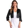 Allegra K Donna Cardigan in Raso per Top Eleganti con Coprispalle Bolero Corto Aperto Davanti con Maniche A 3/4