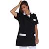 tessile astorino Ricamo 0 - Camice da Lavoro Donna - Nero e Bianco - Divisa per Maestra, Imprese di Pulizia, Parrucchiera, Estetista, Scuola Infanzia - Casacca Personalizzata