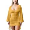 XIVISTO Vestito Donna Sexy Maniche Lunghe Mini Abito Elasticizzato Elegante Casual Bodycon Abiti Cocktail Abito da Festa Cerimonia Autunno Inverno