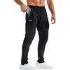 BROKIG Pantaloni da jogging da uomo lunghi con tasca per toppa, palestra, in cotone, pantaloni sportivi da uomo, lunghi, slim fit