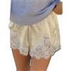 Yoisdtxc Boxer in raso di seta per donne Y2k con rifiniture in pizzo micro mini pigiama a vita bassa slip da salotto in biancheria intima PJ, Champagne, x_l
