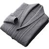 PICFEA Maglione Cardigan Cashmere Spesso Uomo, Maglione Cashmere Colletto Verde Frutta, Cardigan Lavorato Maglia 100% Puro Cashmere, Maglione Slim Fit Con Bottoni Maglia Trecce ( Color : Gray , Size : XXL )