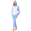 Ladeheid Costume da Pigiama a Due Pezzi da Donna a Maniche Lunghe con Cappuccio LA40-238 (Blu Squalo, XXL)