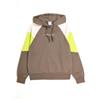 Champion Legacy American Summer W - Spring Terry Felpa con Cappuccio, Grigio Fango/Bianco Sporco/Verde Fluo, Donna SS24