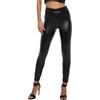 Jadea Chic Leggings Donna in Similpelle Nero Opaco Primaverile Estivo Elasticizzato Aderente Elegante Morbido - Pantaloni Donna Elasticizzati (L/46-48)