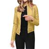 HAOLEI Giacca in Pelle da Donna Corta per Le Mezze Stagioni Giubbino Impermeabile Ecopelle Donna Giacca in Pelle Donna Offerte Lampo del Giorno Donna Giacca Giubbino Corto A15 Giallo