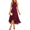 Ever-Pretty Abito da sposa sexy da donna con scollo all'americana Pletaed senza maniche Hi-Lo chiffon 31926