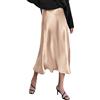 ZEAGOO Gonna Donna Lunga Raso Vita Alta Elegante Seta Midi Gonna da Lavoro Casual XS-XXL