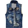 Cexiakong Gilet da uomo in denim, senza maniche, in denim, casual, retrò, slim fit, taglie forti, per attività all'aria aperta, biker, rock, punk, Blu 15., M