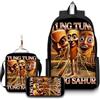 GDFENDU Set di 3 zaini italiani anime con portachiavi, 40,6 cm 3D stampato cartone animato borsa per il pranzo ad alta capacità zaino per la scuola ragazzo e ragazza