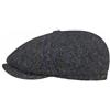 Stetson Coppola Hatteras Herringbone Stripe Uomo - Made in The EU Cappellino Lana Berretto Newsboy con Visiera, Fodera Inverno Autunno/Inverno - L (58-59 cm) Blu Scuro