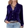 R.Vivimos Camicie casual da donna in velluto a maniche lunghe con bottoni
