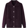 DBFBDTU Donne Tinta Unita Cardigan Di Mezza Età Anziani Maniche Lunghe Cappotti Lavorato A Maglia Maglioni Top