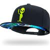 tilgomedal Cappelli Snapback per gli uomini Skull Ricamo Regolabile Solido Piatto Bill Cappello Unisex Cappelli da Baseball, Bk Alien, Large-X-Large