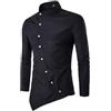 OHXSM Camicia da uomo a maniche lunghe con colletto alla coreana Camicie da uomo manica lunga Camicia classica Camicia elegante da uomo Camicie casual da lavoro da ufficio Camicia con bottoni diagonali