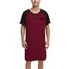 Enjoyoself Maglie Pigiama Maniche Corte Camicie da Pigiama da Uomo in Cotone per Primavera Autunno-Rosso Vino/M