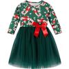 Beganly Vestito natalizio rosso per bambine, a maniche lunghe, in tulle, tutù, per feste, 2-6 anni